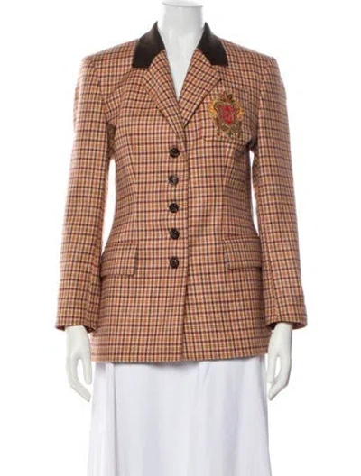 Pre-owned Escada Margaretha Ley Plaid Print Blazer In Multi