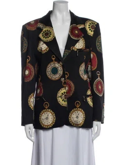 Pre-owned Escada Margaretha Ley Printed Blazer In Black