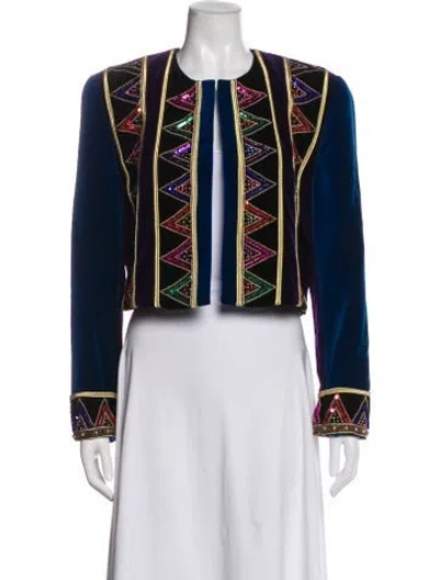 Pre-owned Escada Margaretha Ley Printed Evening Jacket In Blue