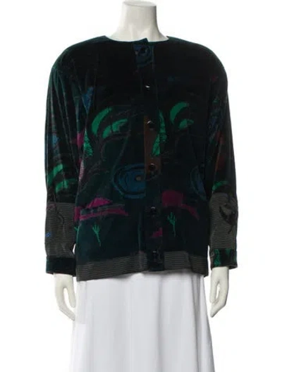 Pre-owned Escada Margaretha Ley Printed Jacket In Black