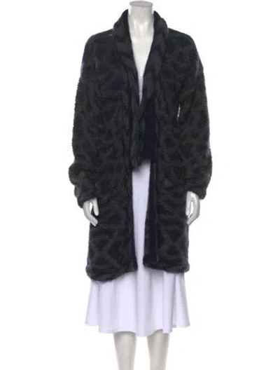 Pre-owned Escada Margaretha Ley Printed Open Front Sweater In Gray