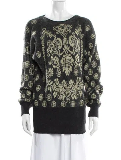 Pre-owned Escada Margaretha Ley Printed Scoop Neck Sweater In Green