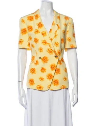 Pre-owned Escada Margaretha Ley Silk Floral Print Blazer In Yellow