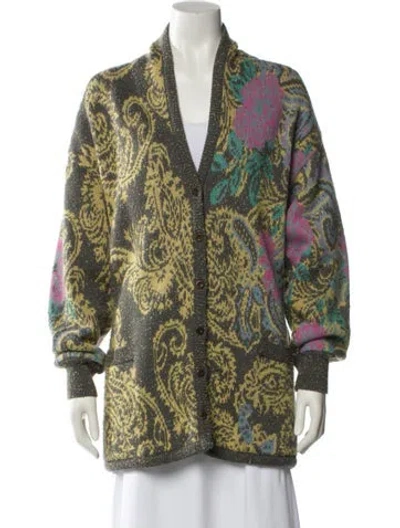 Pre-owned Escada Margaretha Ley Silk Floral Print Sweater In Multi