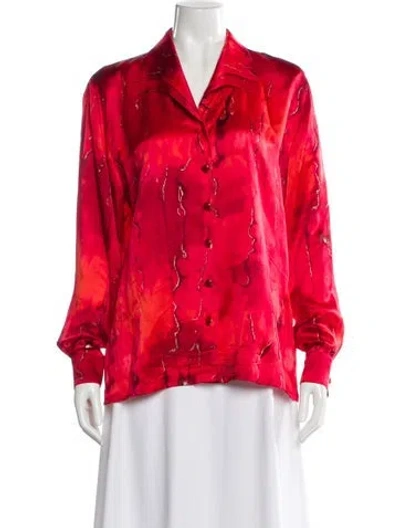 Pre-owned Escada Margaretha Ley Silk Patterned Blouse In Red