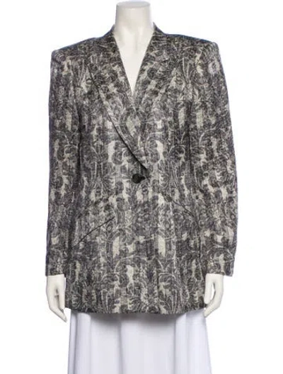 Pre-owned Escada Margaretha Ley Silk Printed Blazer In Gray
