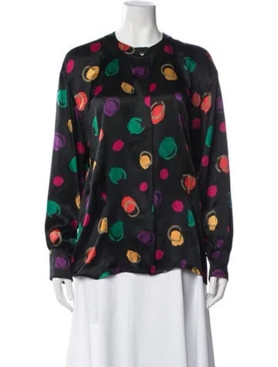 Pre-owned Escada Margaretha Ley Silk Printed Blouse In Black