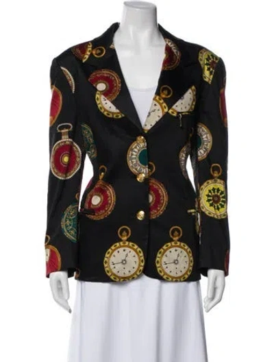Pre-owned Escada Margaretha Ley Tie-dye Print Blazer In Black