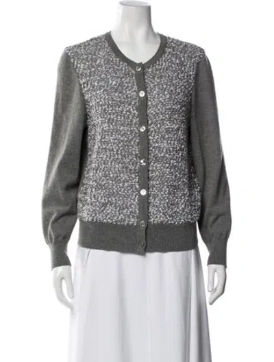 Pre-owned Escada Margaretha Ley Tweed Pattern Crew Neck Sweater In Blue