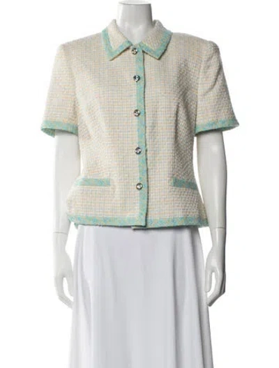 Pre-owned Escada Margaretha Ley Tweed Pattern Evening Jacket In Yellow