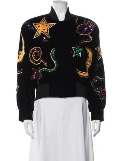 Pre-owned Escada Margaretha Ley Vintage 1980's Bomber Jacket In Black/gold