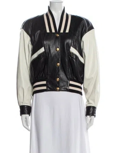 Pre-owned Escada Margaretha Ley Vintage 1980's Bomber Jacket In Black/white