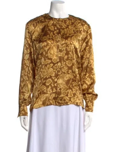 Pre-owned Escada Margaretha Ley Vintage Silk Blouse In Yellow