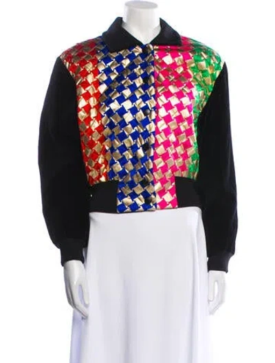 Pre-owned Escada Margaretha Ley Vintage Silk Bomber Jacket In Black