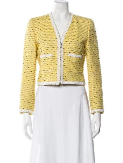 Pre-owned Escada Margaretha Ley Vintage Tweed Pattern Jacket In Yellow
