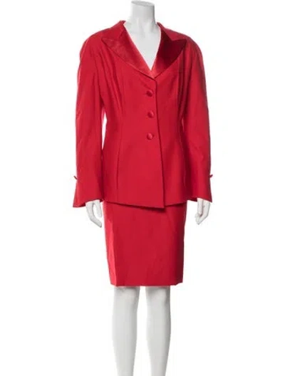 Pre-owned Escada Margaretha Ley Vintage Virgin Wool Skirt Set In Red