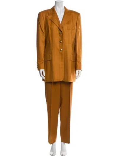 Pre-owned Escada Margaretha Ley Vintage Wool Pantsuit In Brown