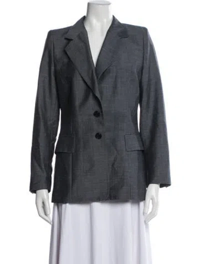 Pre-owned Escada Margaretha Ley Virgin Wool Blazer In Grey