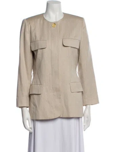 Pre-owned Escada Margaretha Ley Virgin Wool Jacket In Neutral
