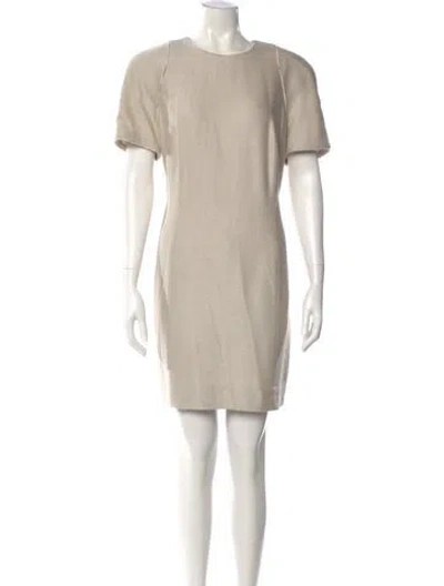 Pre-owned Escada Margaretha Ley Virgin Wool Mini Dress In Neutral