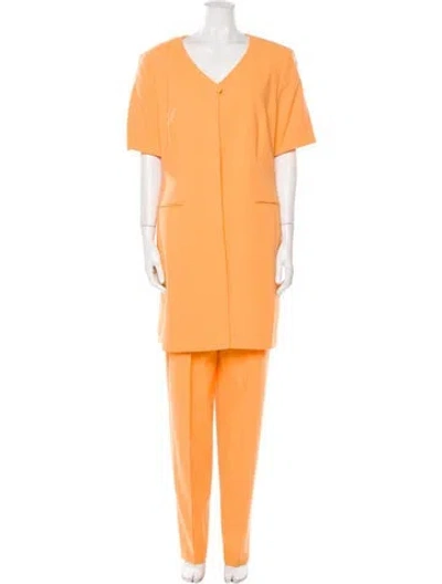 Pre-owned Escada Margaretha Ley Virgin Wool Pant Set In Orange