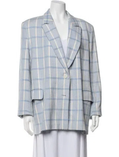 Pre-owned Escada Margaretha Ley Virgin Wool Plaid Print Blazer In Black
