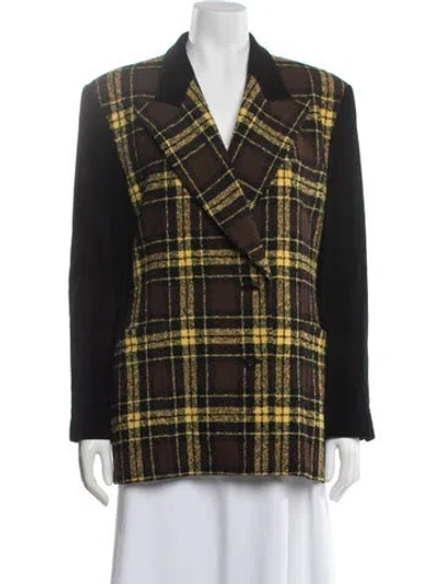 Pre-owned Escada Margaretha Ley Virgin Wool Plaid Print Blazer In Multicolor