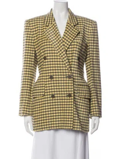 Pre-owned Escada Margaretha Ley Virgin Wool Plaid Print Blazer In Multicolor