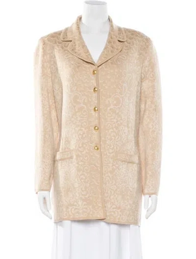 Pre-owned Escada Margaretha Ley Virgin Wool Printed Blazer In Neutral