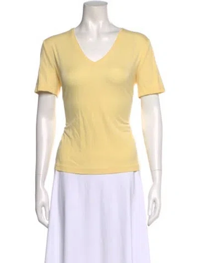 Pre-owned Escada Margaretha Ley V-neck Short Sleeve T-shirt In Yellow