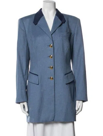 Pre-owned Escada Margaretha Ley Wool Coat In Blue
