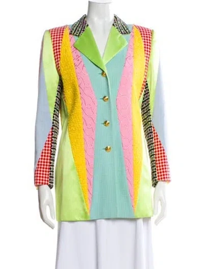 Pre-owned Escada Margaretha Ley Wool Colorblock Pattern Blazer In Multi