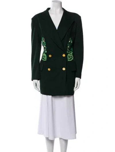 Pre-owned Escada Margaretha Ley Wool Graphic Print Blazer In Green