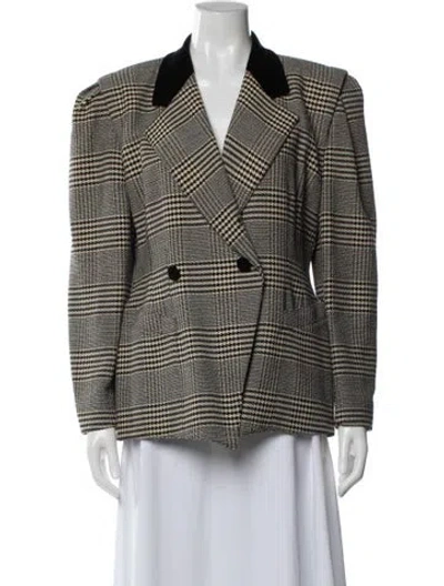 Pre-owned Escada Margaretha Ley Wool Houndstooth Print Blazer In Multi