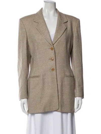 Pre-owned Escada Margaretha Ley Wool Houndstooth Print Blazer In Neutral