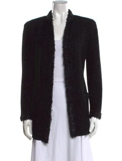 Pre-owned Escada Margaretha Ley Wool Open Front Sweater In Black