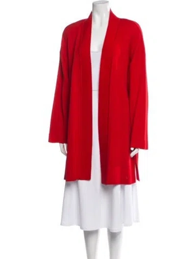 Pre-owned Escada Margaretha Ley Wool Open Front Sweater In Red