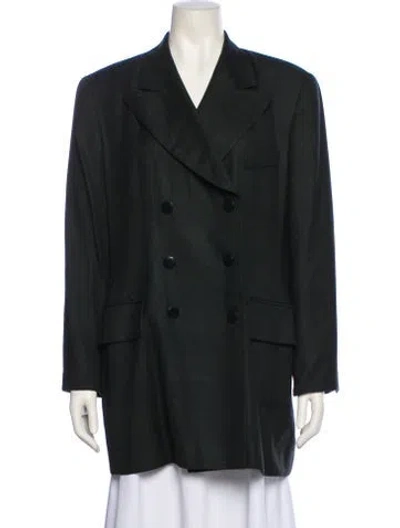 Pre-owned Escada Margaretha Ley Wool Plaid Print Blazer In Green