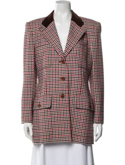 Pre-owned Escada Margaretha Ley Wool Plaid Print Blazer In Multi