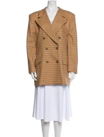 Pre-owned Escada Margaretha Ley Wool Plaid Print Blazer In Neutral