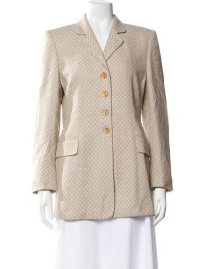 Pre-owned Escada Margaretha Ley Wool Plaid Print Blazer In Neutral