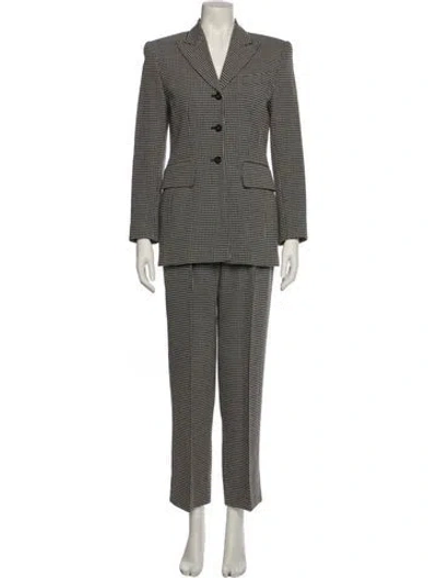 Pre-owned Escada Margaretha Ley Wool Plaid Print Pantsuit In Black