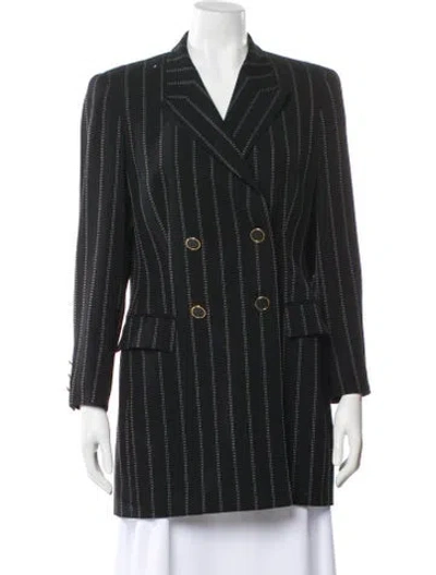 Pre-owned Escada Margaretha Ley Wool Striped Blazer In Black