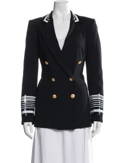 Pre-owned Escada Margaretha Ley Wool Striped Blazer In Blue