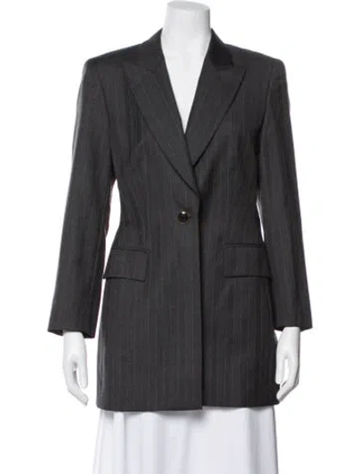Pre-owned Escada Margaretha Ley Wool Striped Blazer In Gray