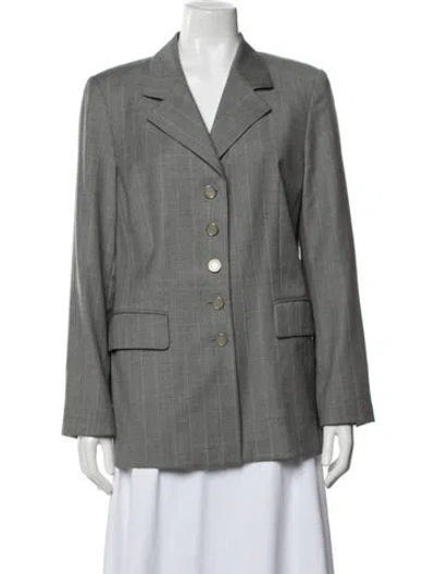 Pre-owned Escada Margaretha Ley Wool Striped Blazer In Gray