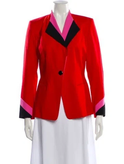 Pre-owned Escada Margaretha Ley Wool Striped Blazer In Red