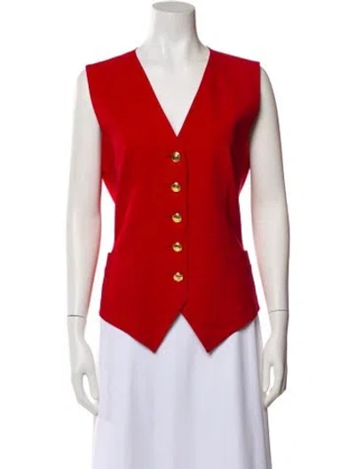 Pre-owned Escada Margaretha Ley Wool Striped Vest In Red