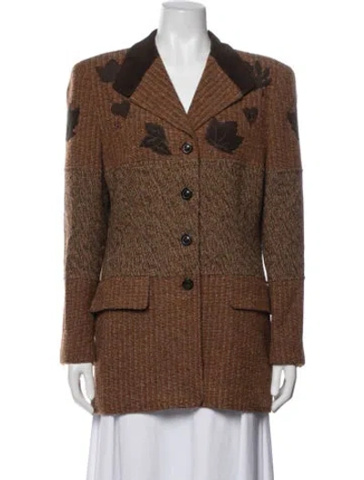 Pre-owned Escada Margaretha Ley Wool Tweed Pattern Blazer In Brown