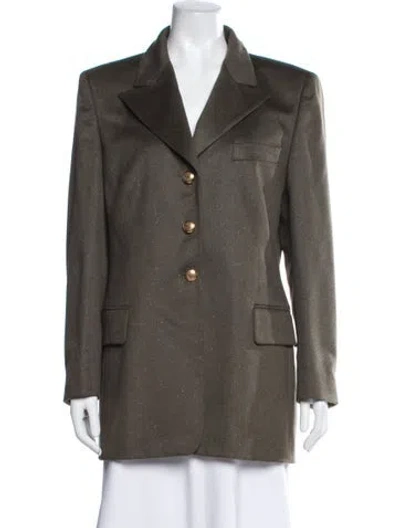 Pre-owned Escada Margaretha Ley Wool Tweed Pattern Blazer In Green